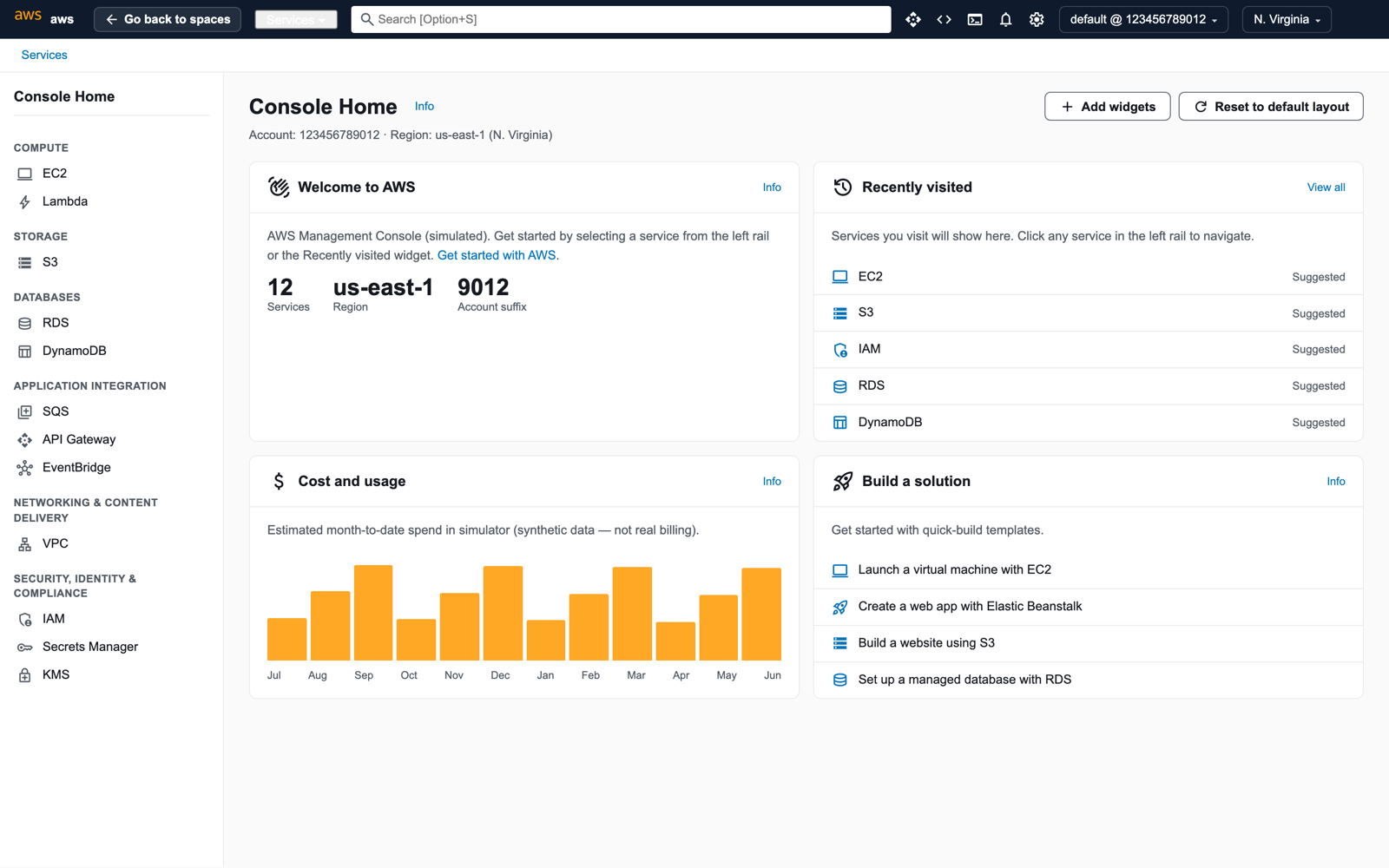 AWS Management Console running locally in Vyomi